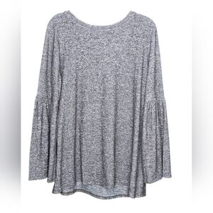 Philosophy Woman Charcoal Heather Bell Sleeve Top, Size 0X, NWT
